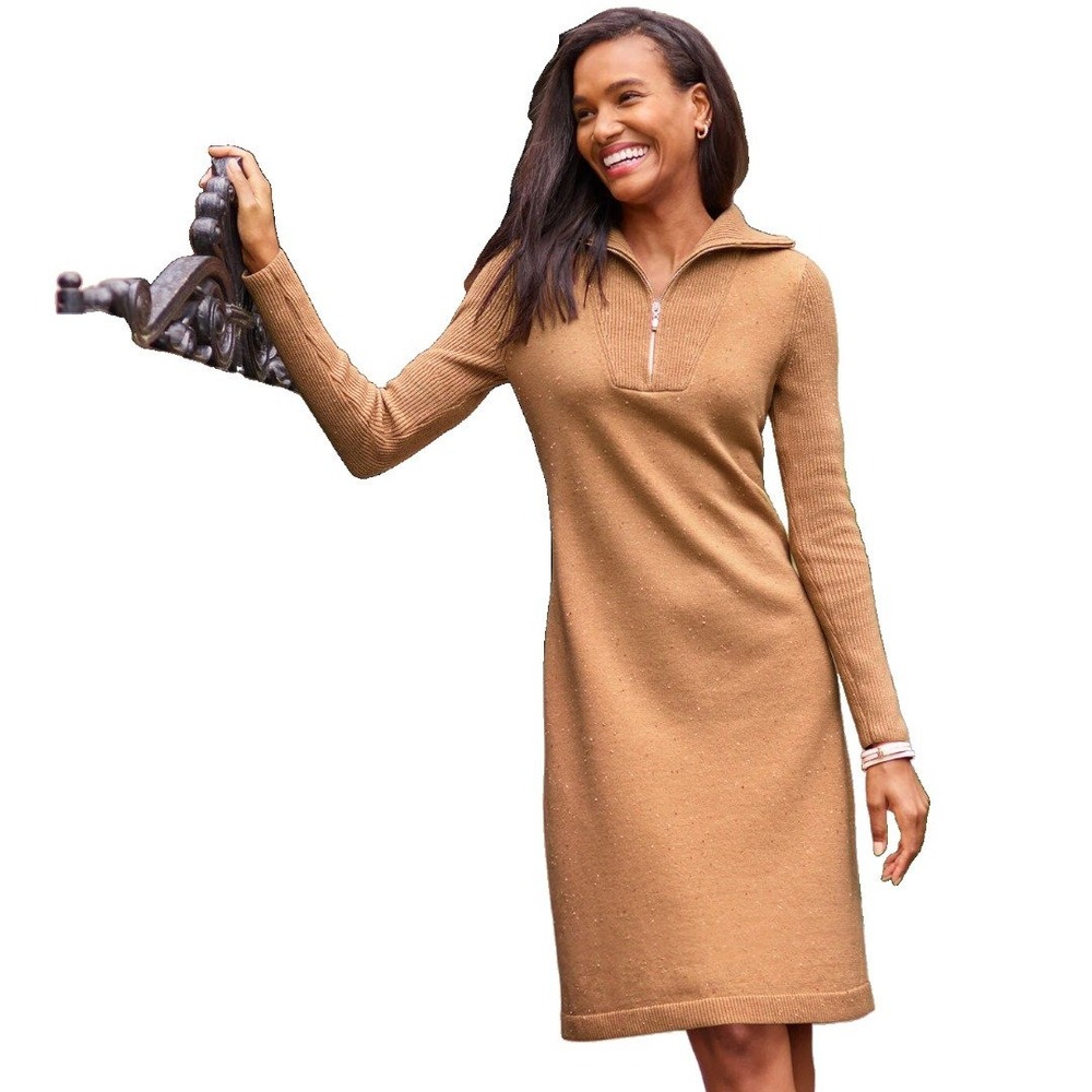 Talbots Sweater Dress Knit Pullover‎ 1/2 Zip Collared Long Sleeve Small